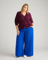 Pam Pintuck Wide Leg Ponte Pants - Tanzanite