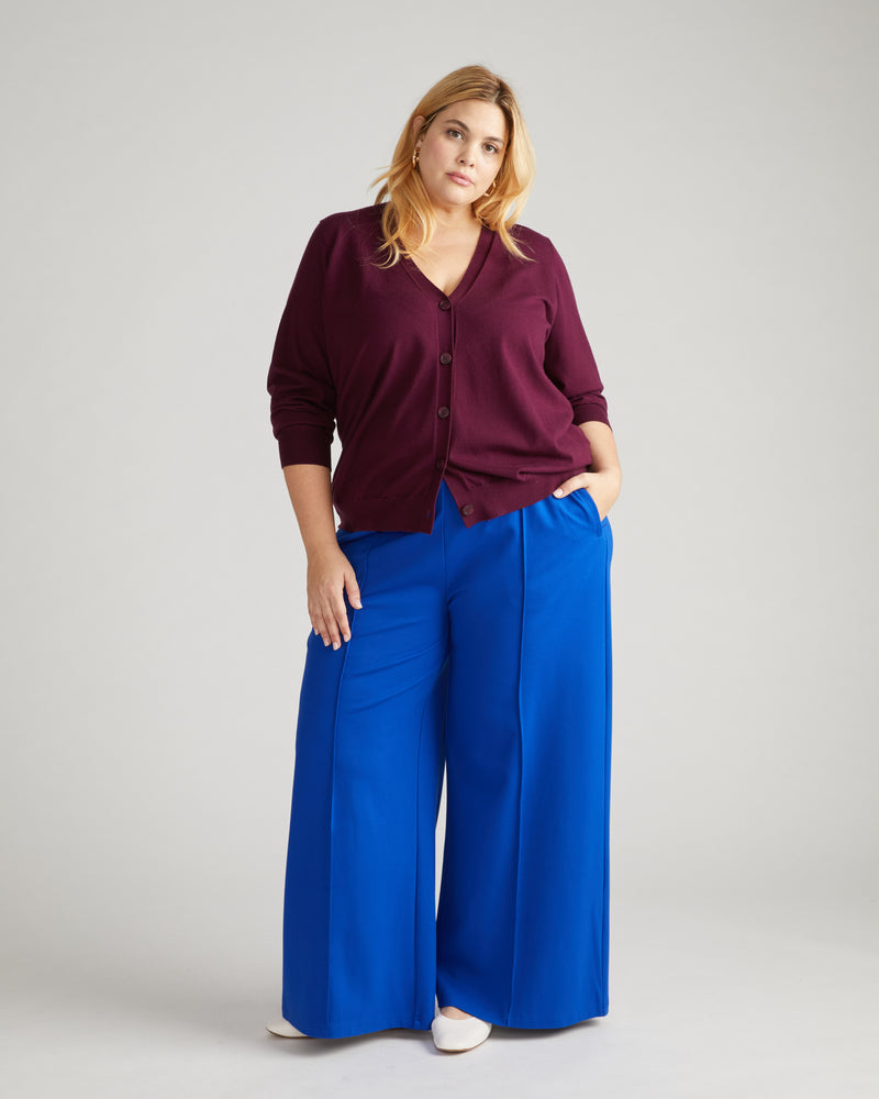 Pam Pintuck Wide Leg Ponte Pants - Tanzanite