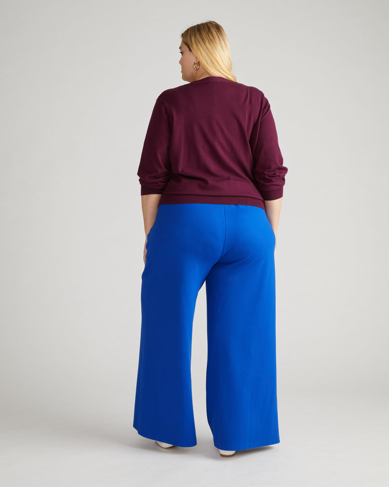 Pam Pintuck Wide Leg Ponte Pants - Tanzanite