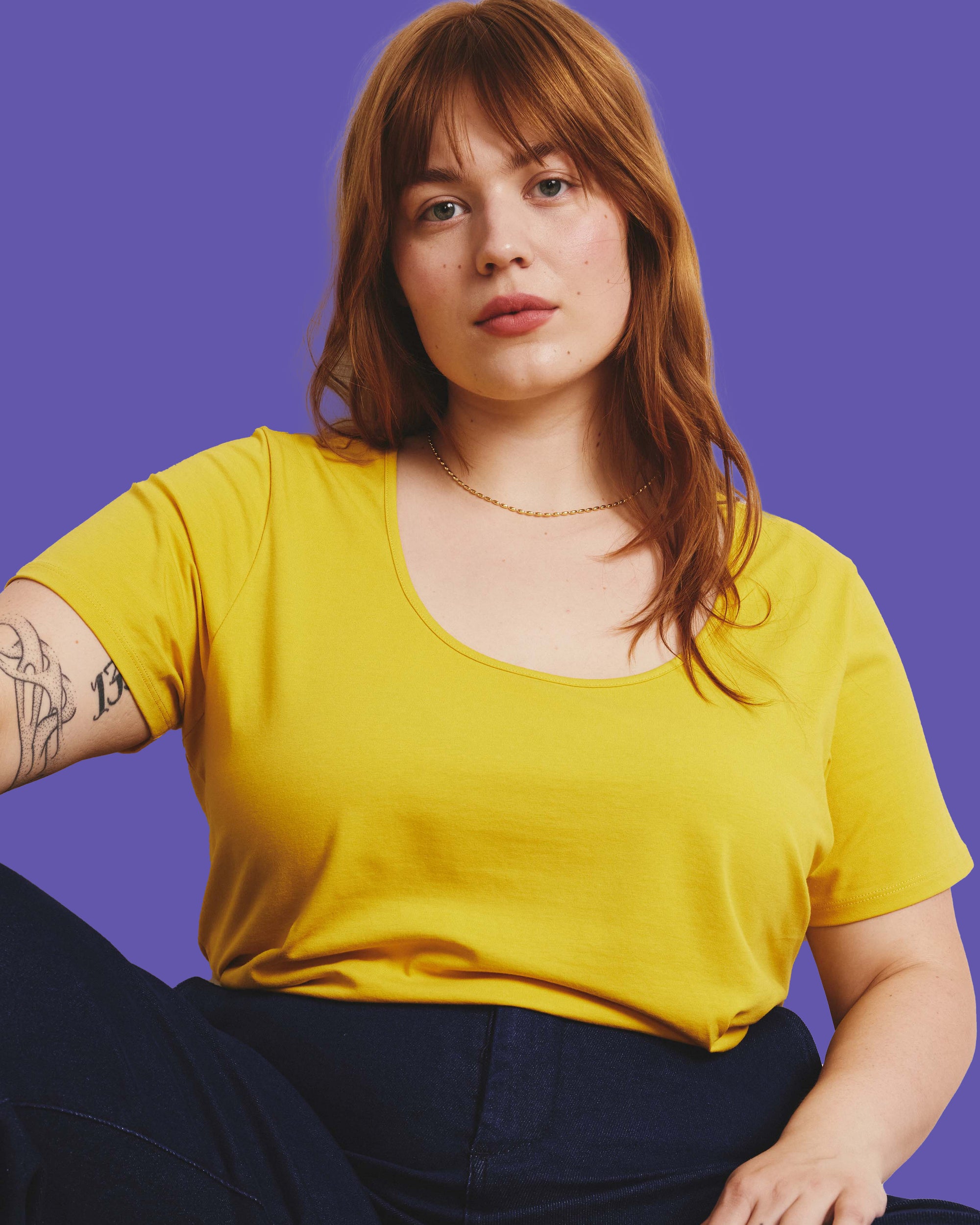 Scoop Neck Tee - Yellow