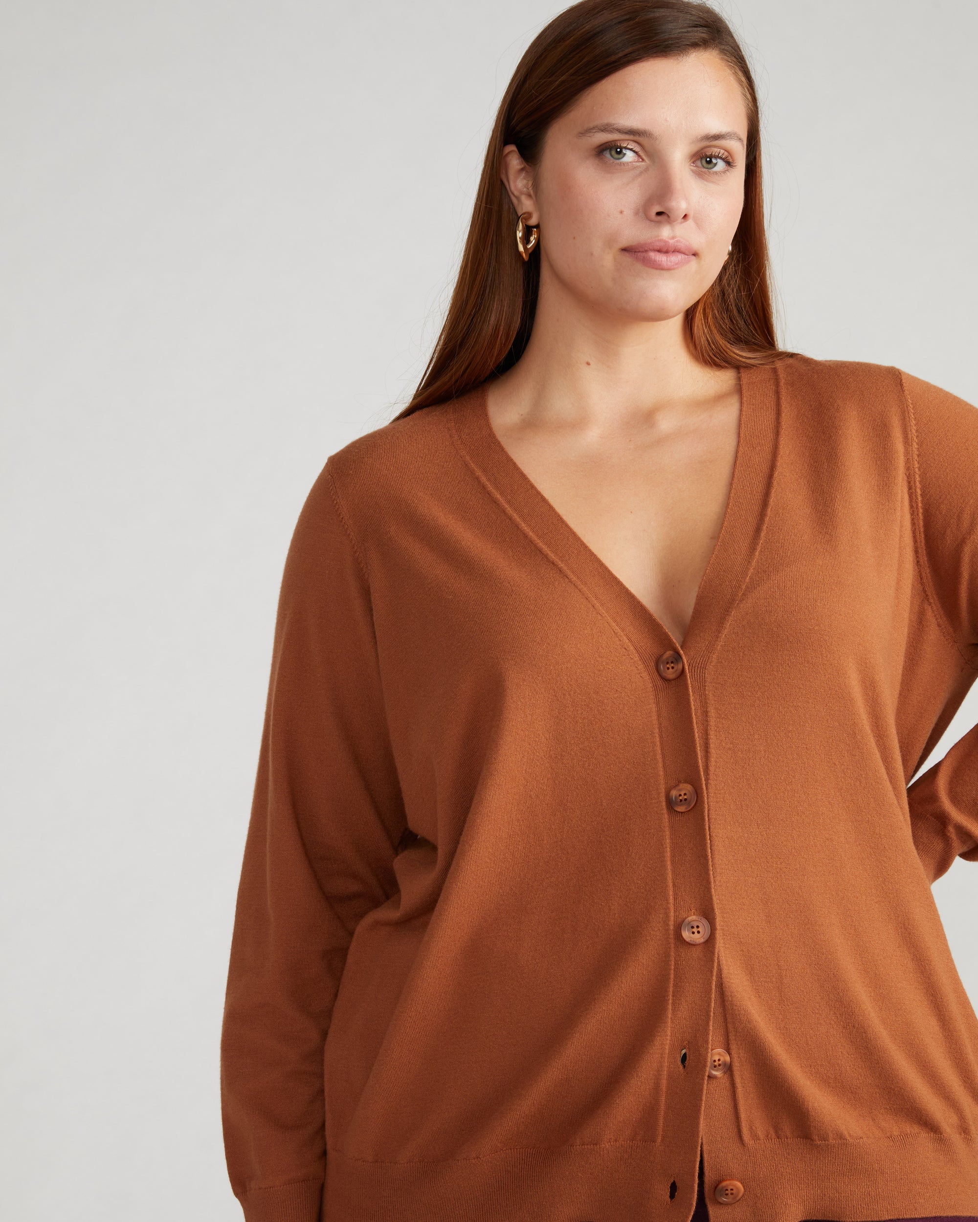 Savvy Fine Knit Cardigan - Affogato | Plus Size & Straight Size Women's Fashion | Universal Standard