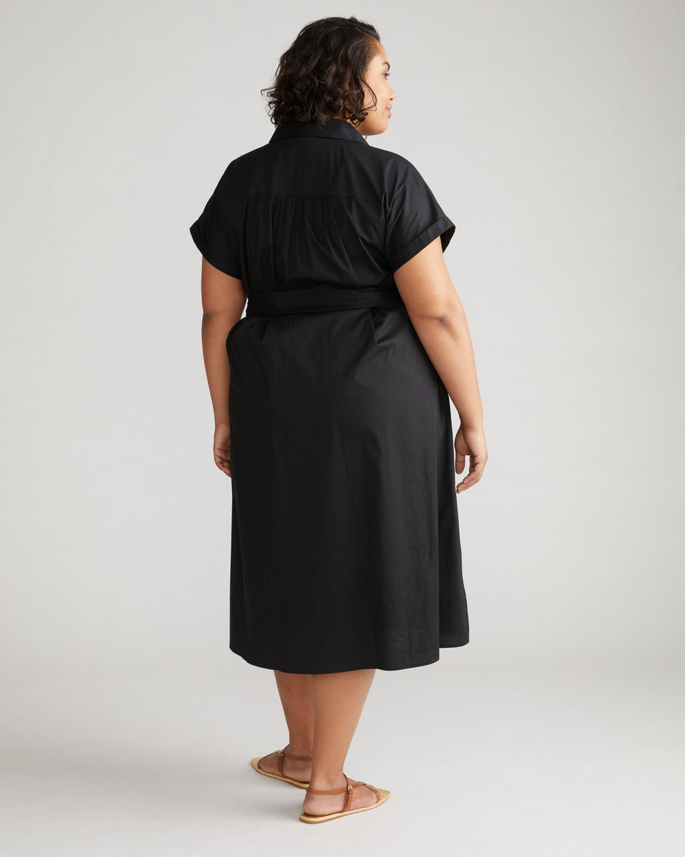 Sandy Stretch Poplin Shirtdress - Black