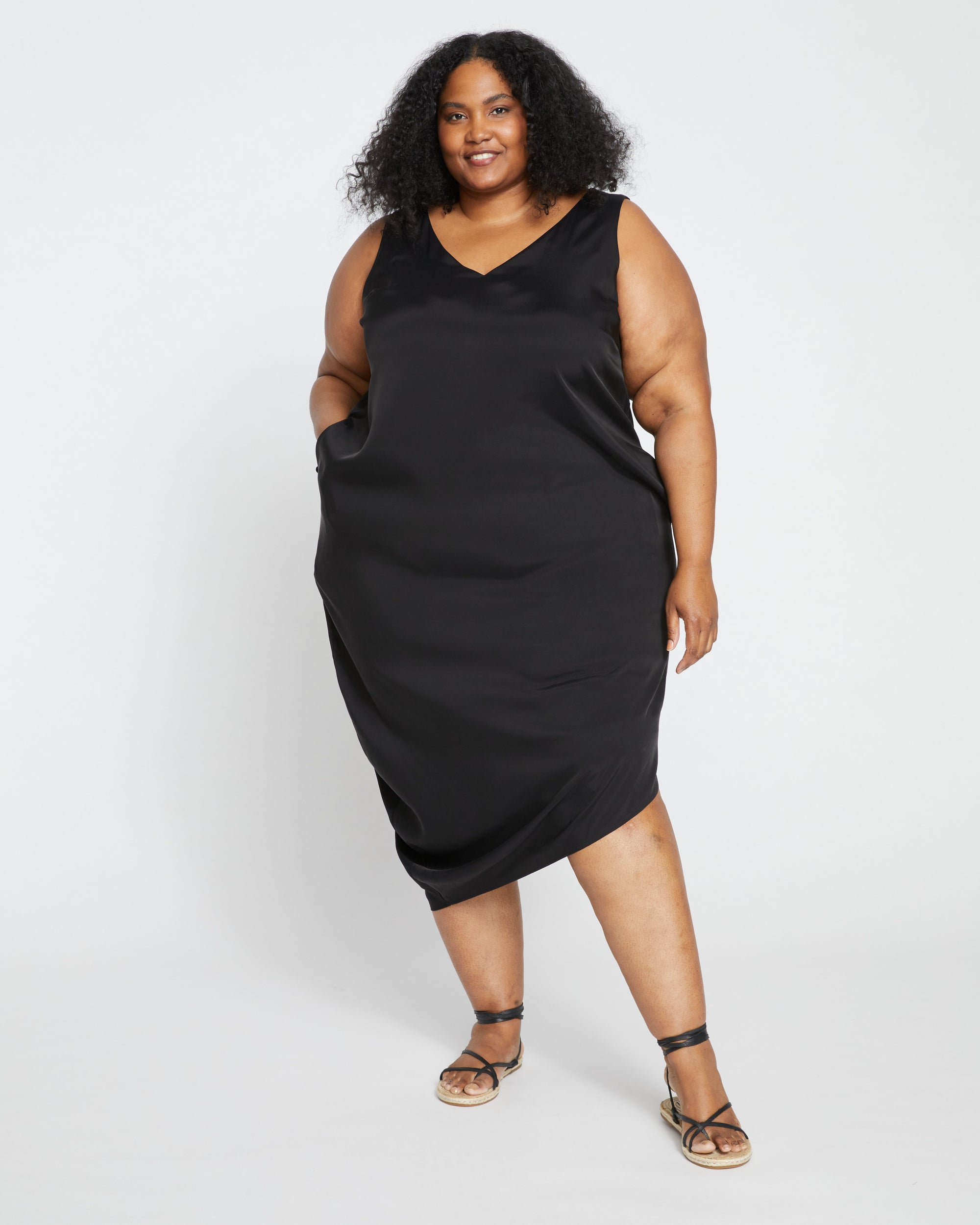 Iconic Cooling Cupro Geneva V Tank Dress - Black