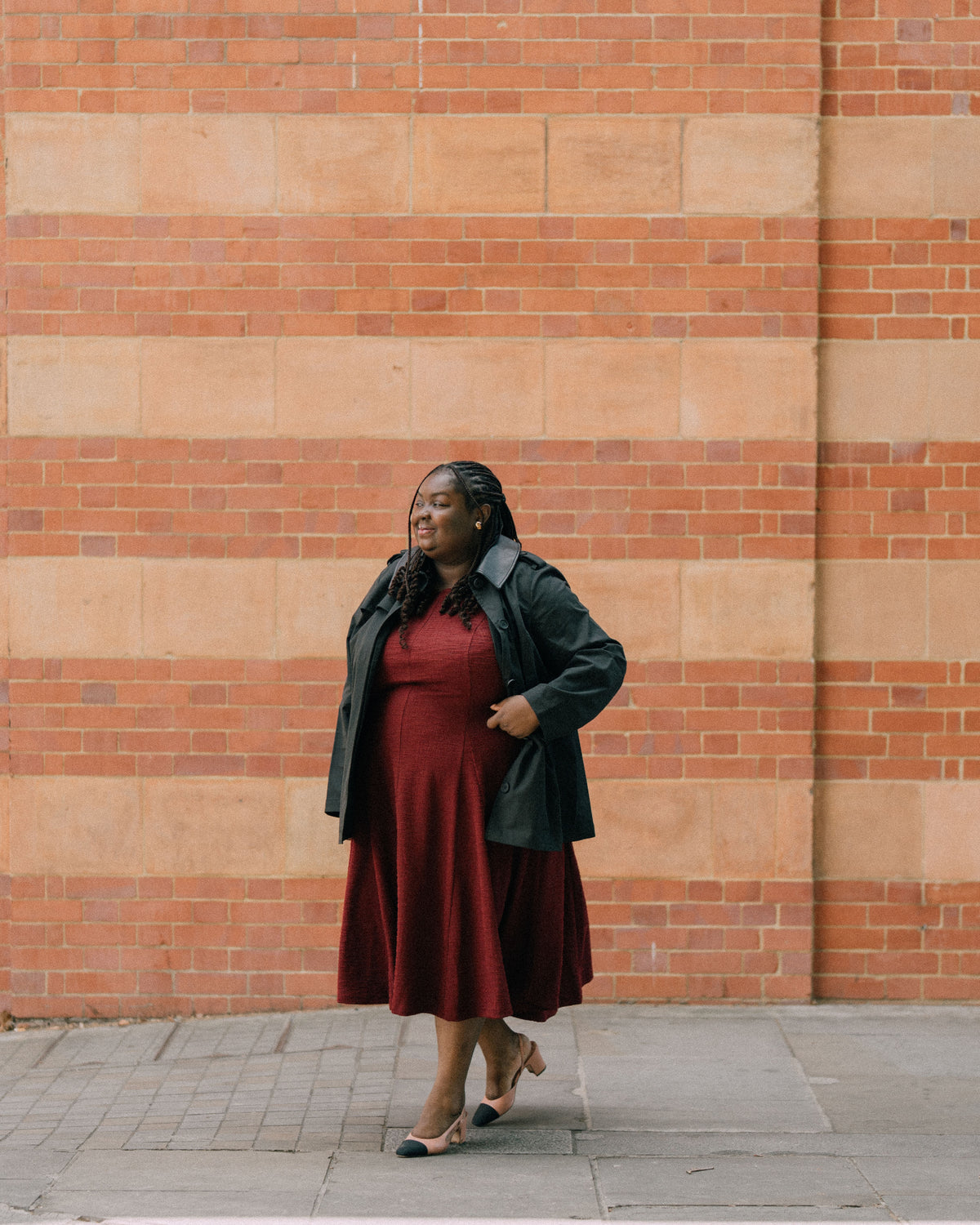 US x Abisola Ponte Tweed Dress - Deep Red Tweed