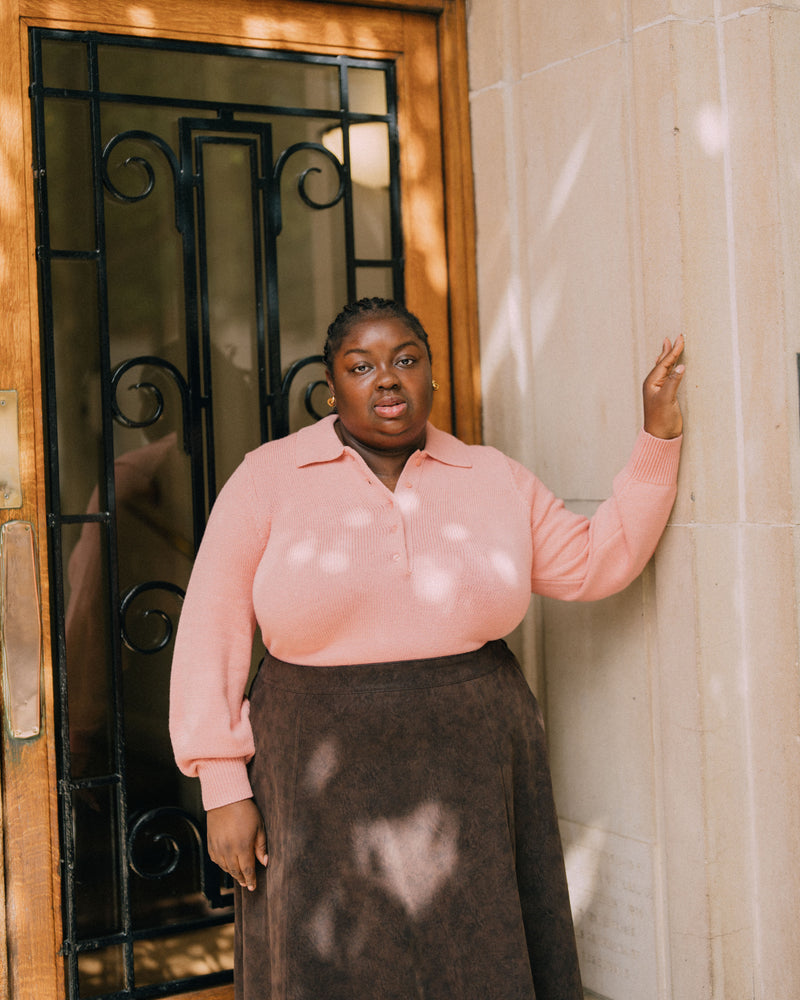 US x Abisola Polo Sweater - Pretty in Pink | Plus Size & Straight Size Women's Fashion | Universal Standard