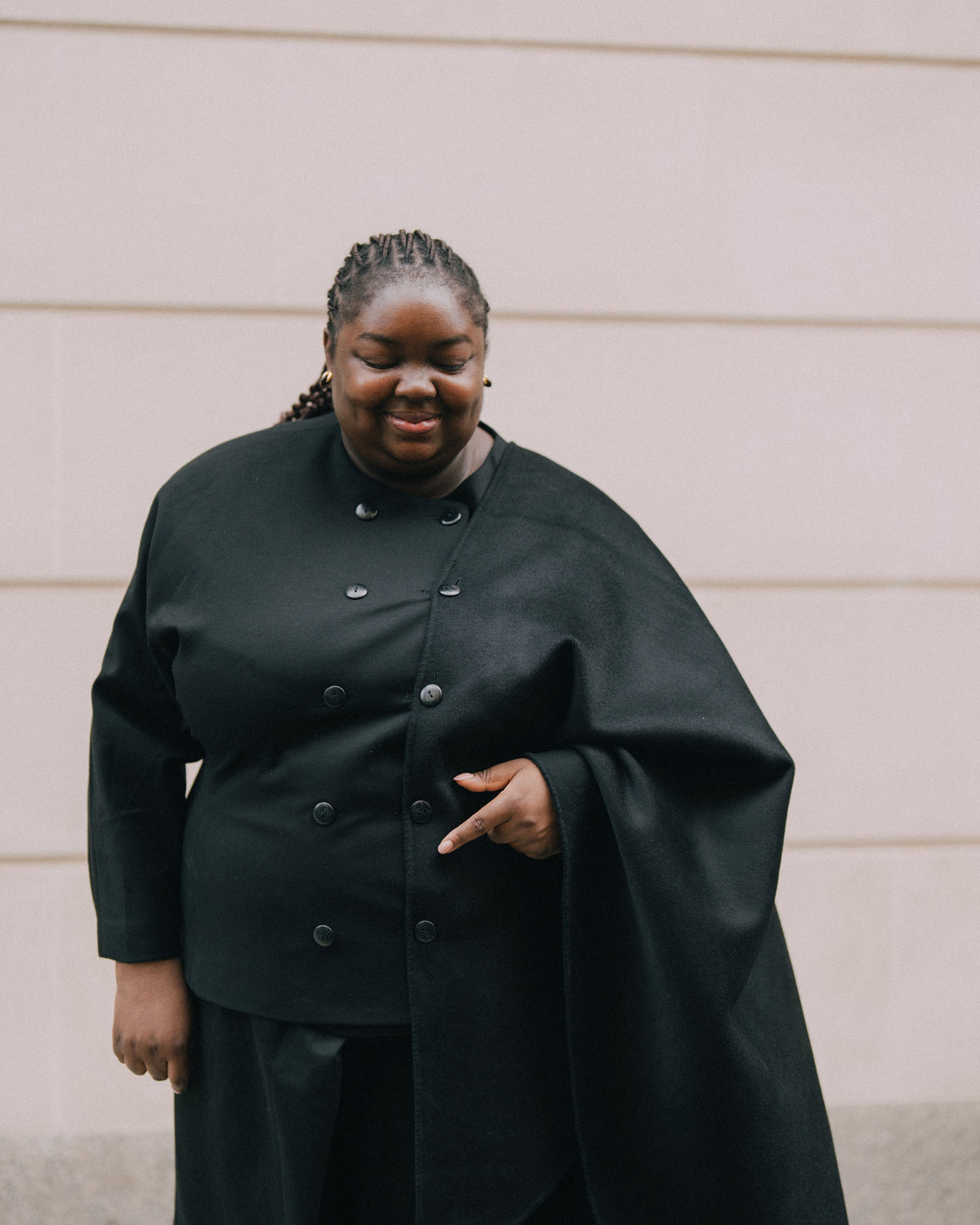 US x Abisola Wool Blend Cape - Black