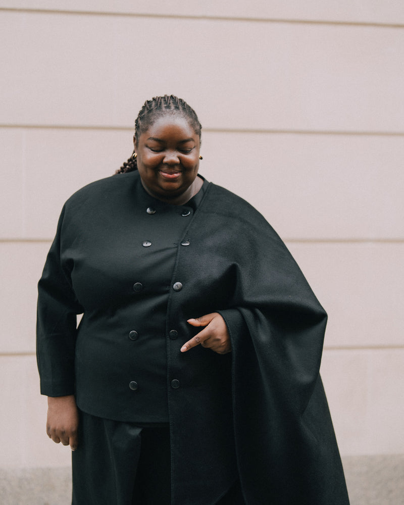 US x Abisola Wool Blend Cape - Black