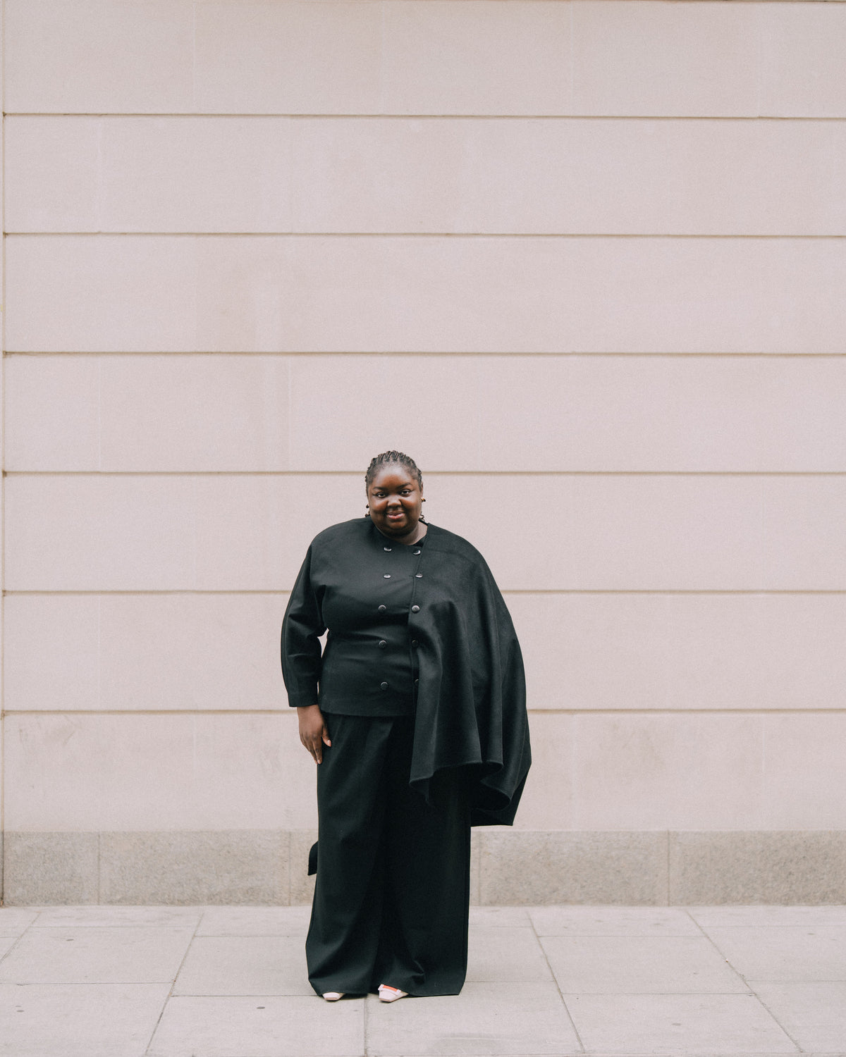 US x Abisola Wool Blend Cape - Black