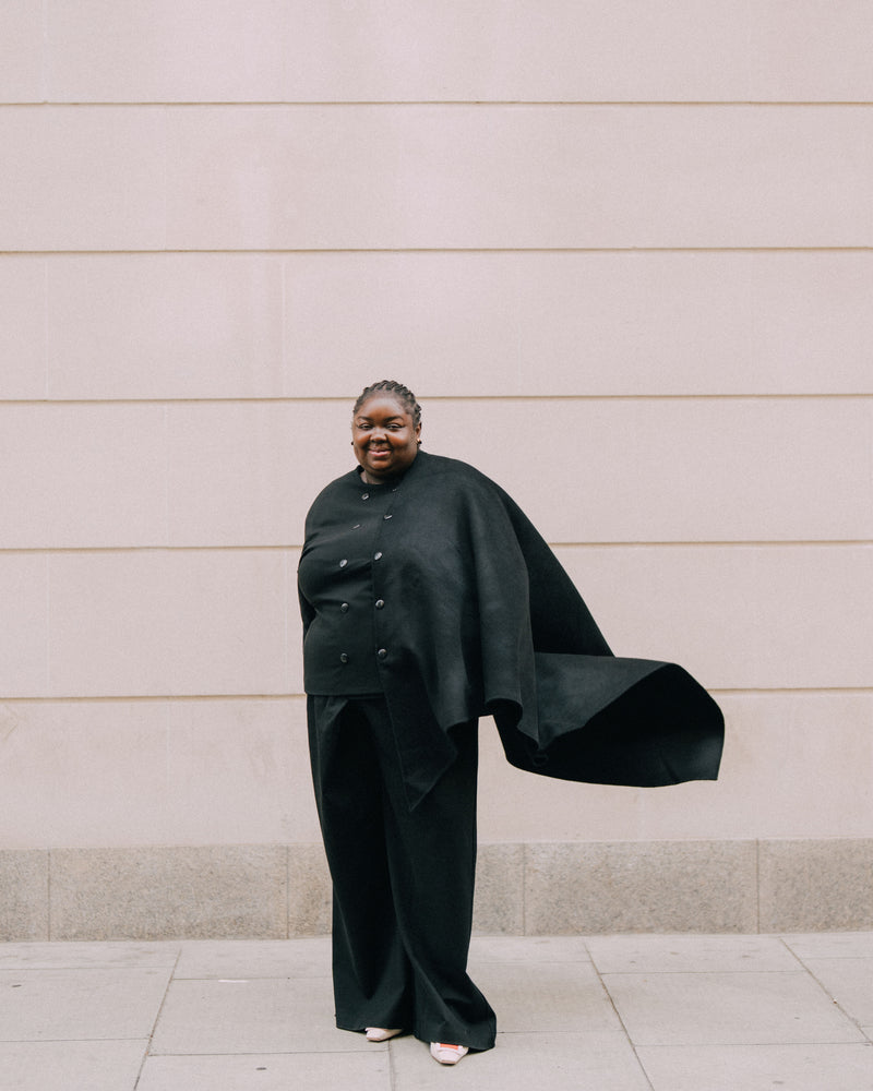 US x Abisola Wool Blend Cape - Black