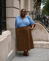 US x Abisola Faux Suede Skirt - Red Coffee