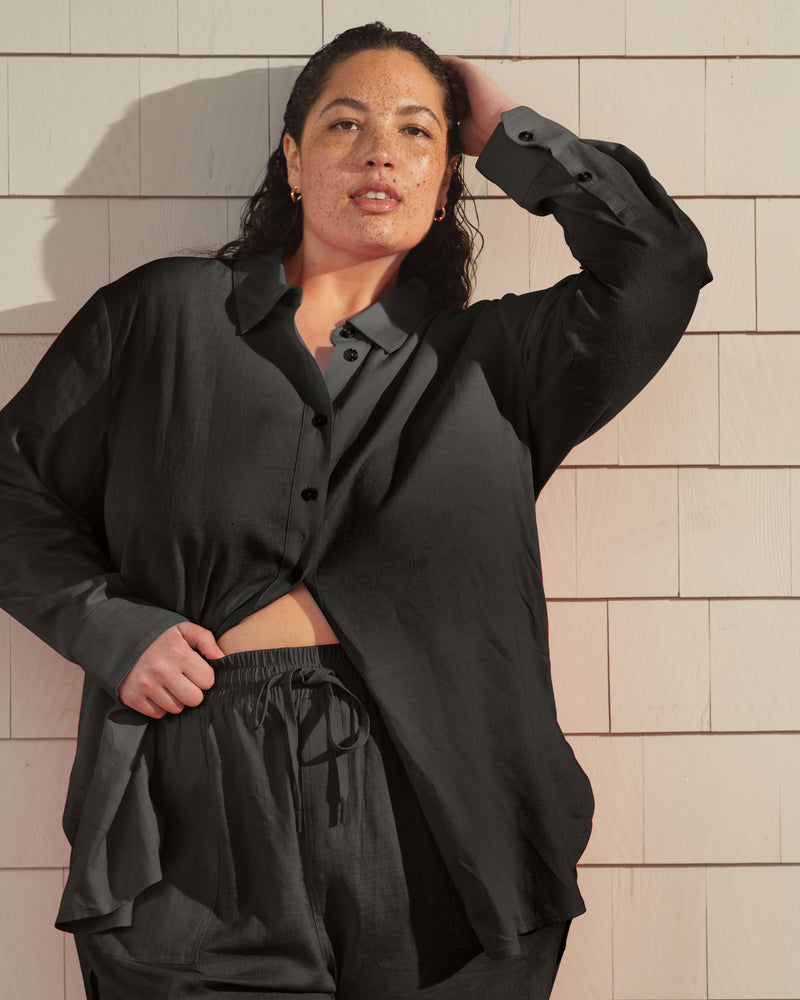 Dawn Linen Hi Low Tunic - Black