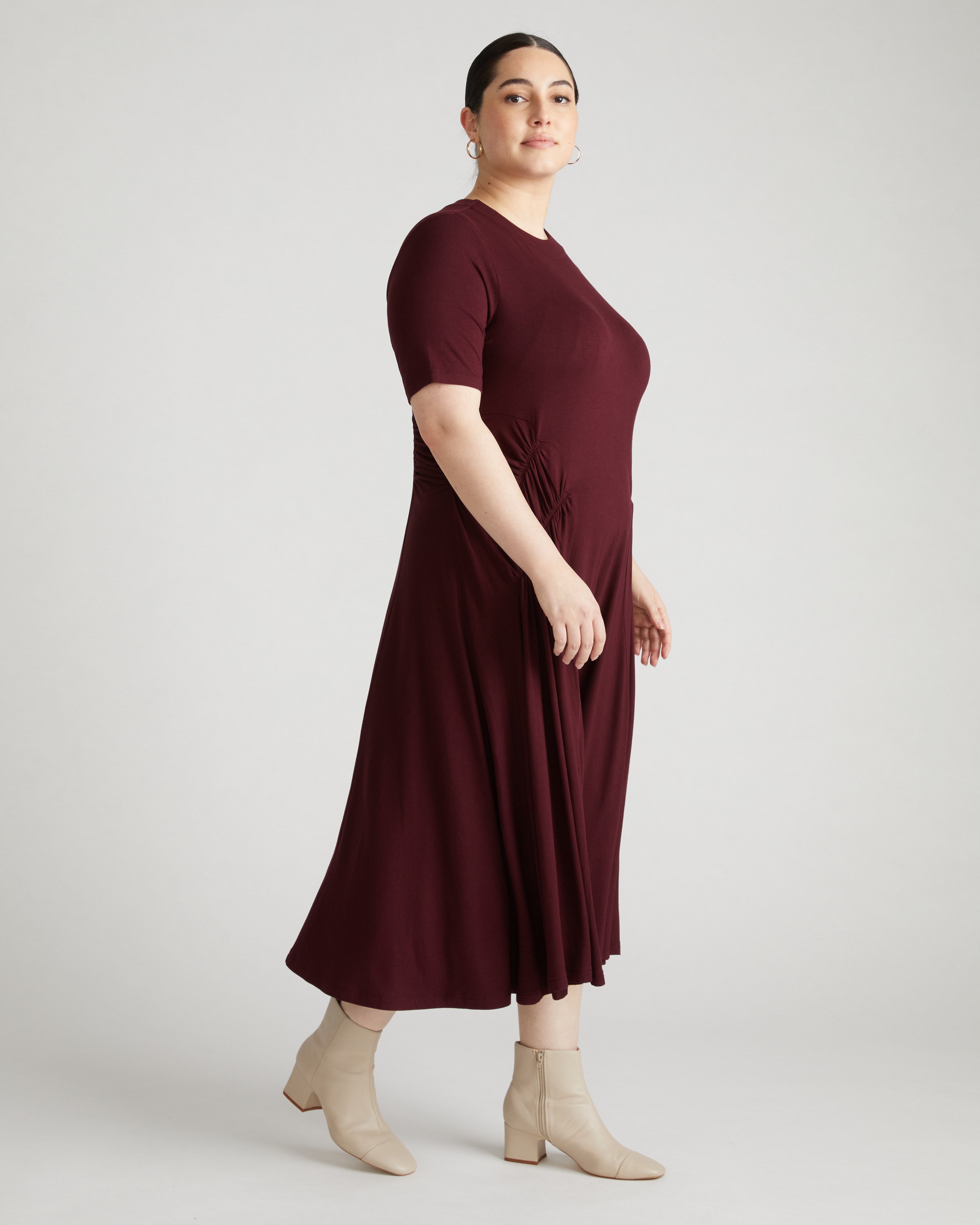 Devi Liquid Jersey Dress - Black Cherry – Universal Standard