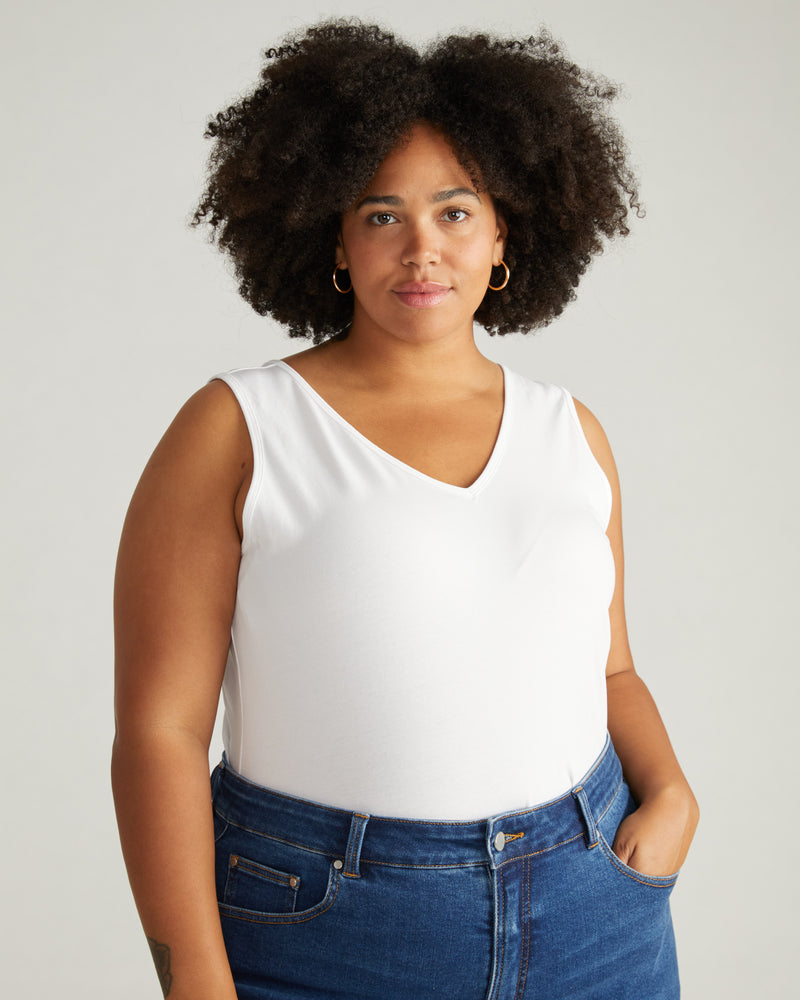 Double V Tank - White