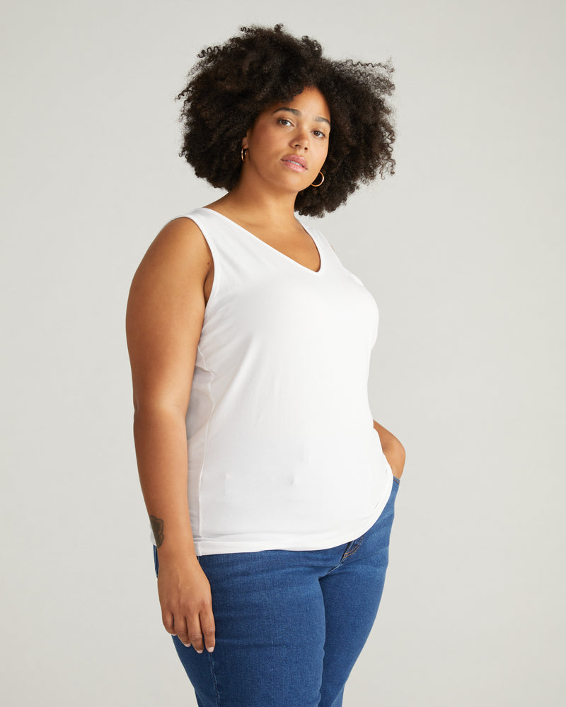 Double V Tank - White