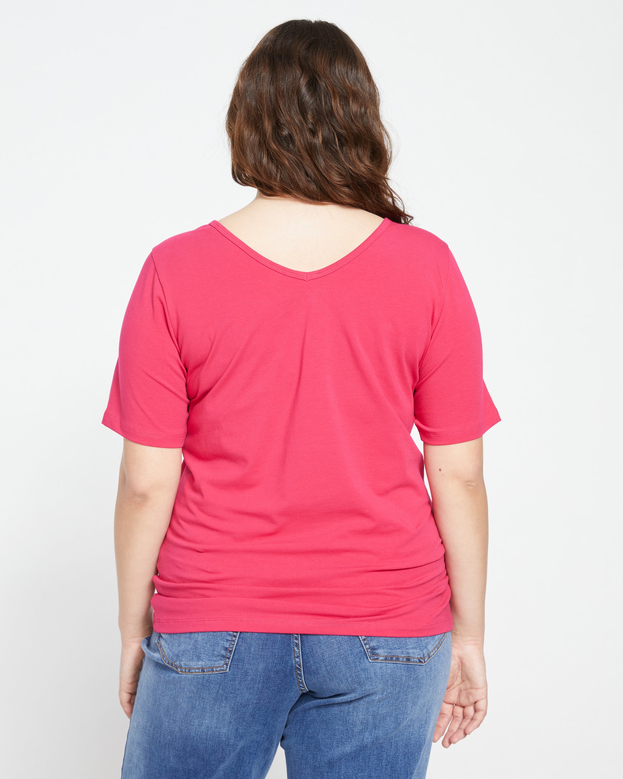 Double V Tee - Cerise
