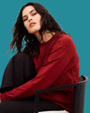 Long Sleeve Relaxed Tee - Garnet