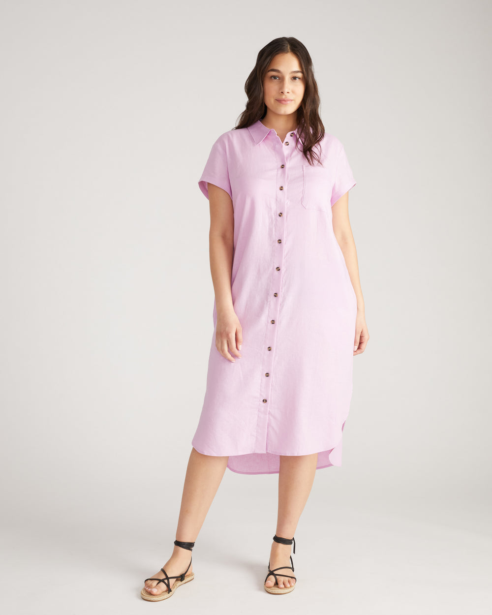 Dune Linen Shirtdress - Lilac
