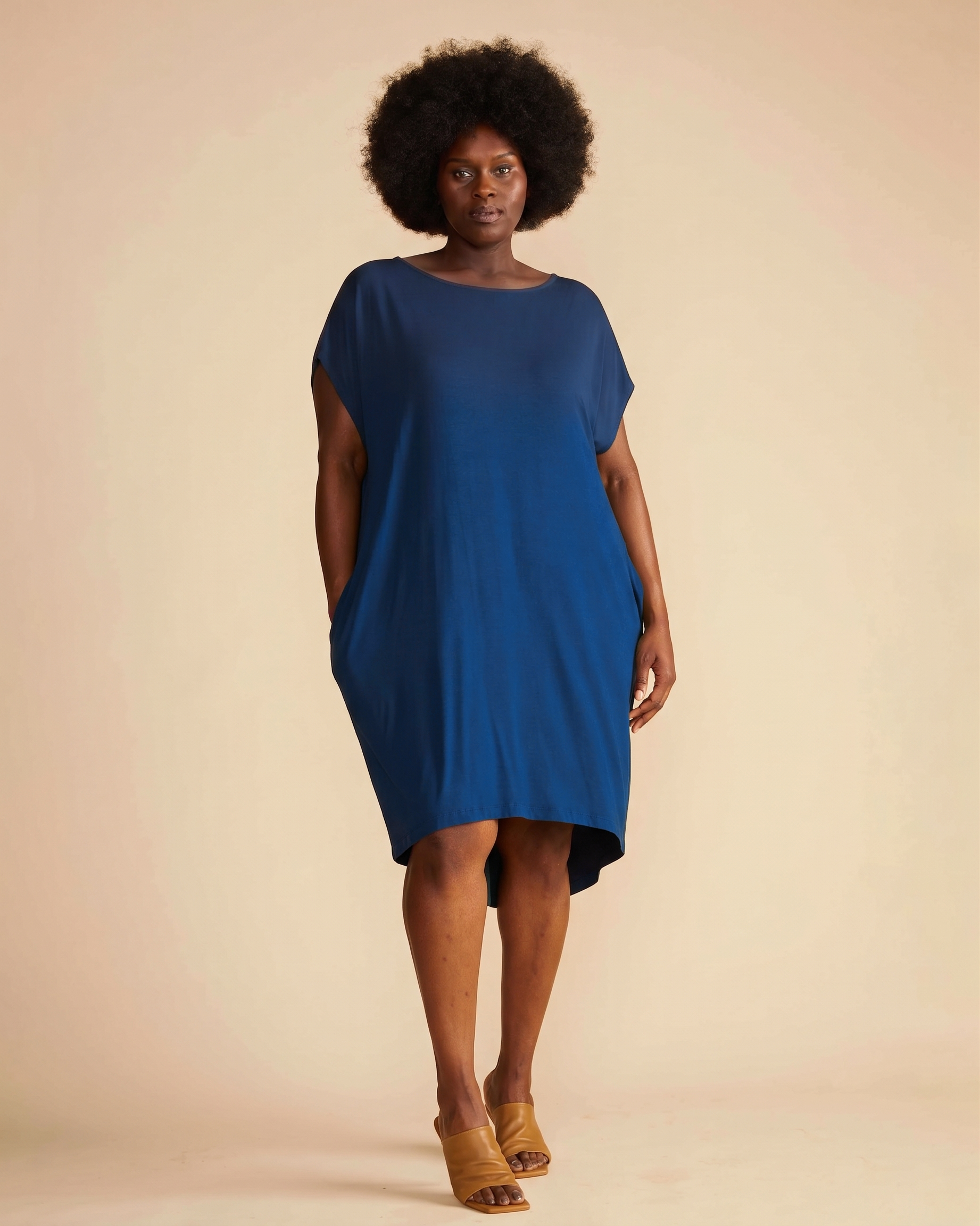 Helen Liquid Jersey Shift Dress - Blue Teal
