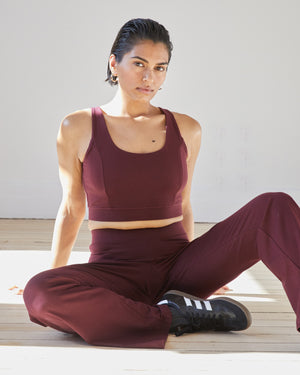 Woman wearing Roya Better Bralette - Black Cherry from Universal Standard