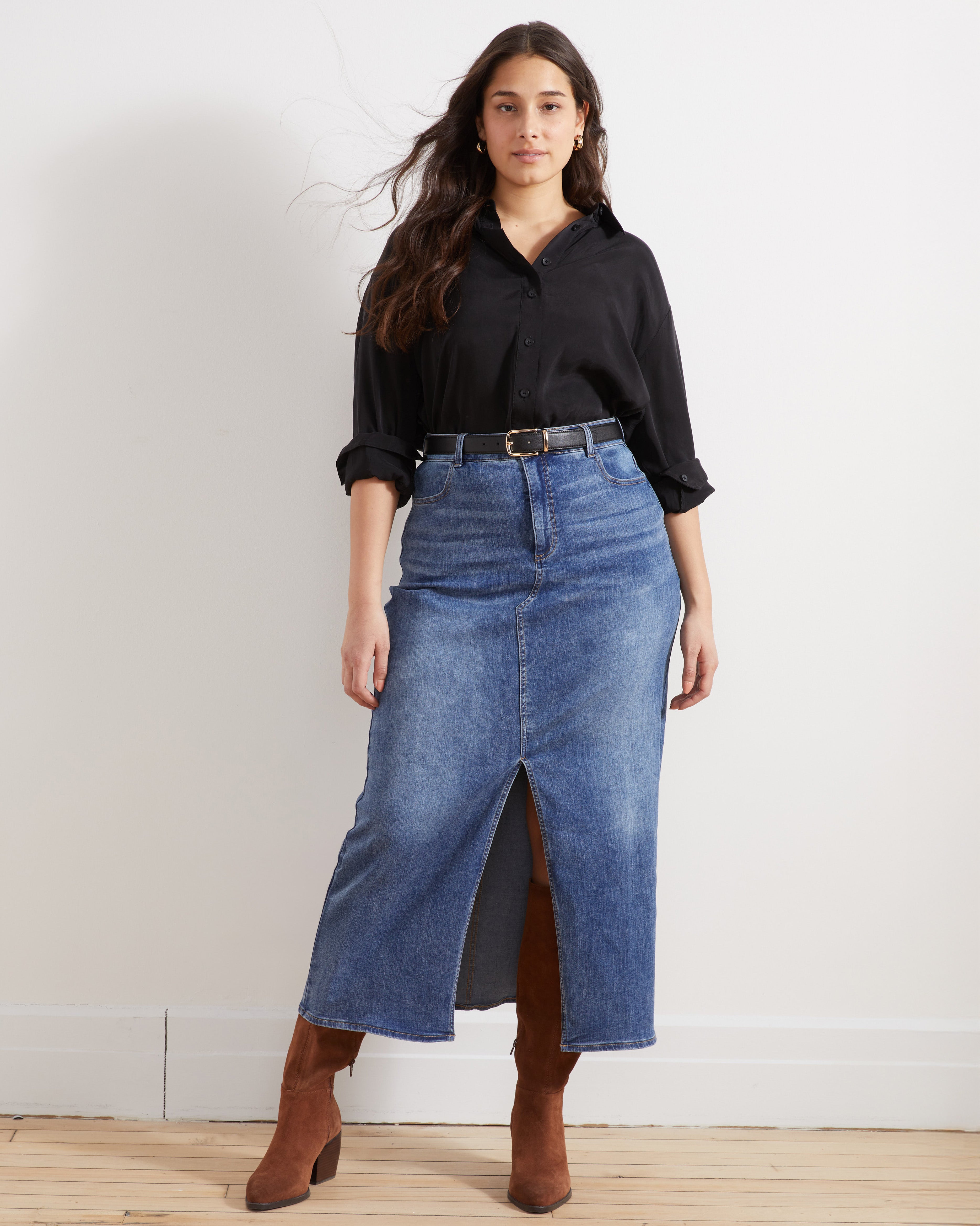 ComfortDenim Maxi Skirt - Western Blue Wash – Universal Standard
