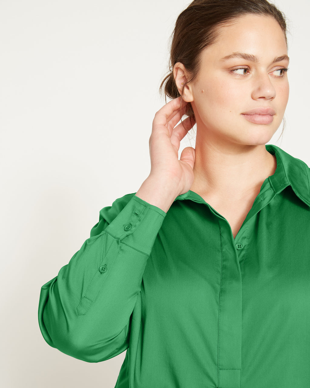 the woman in the green dress painting Cinch Women's Teal Solid Button Front Long Sleeve Western Shirt main image 0