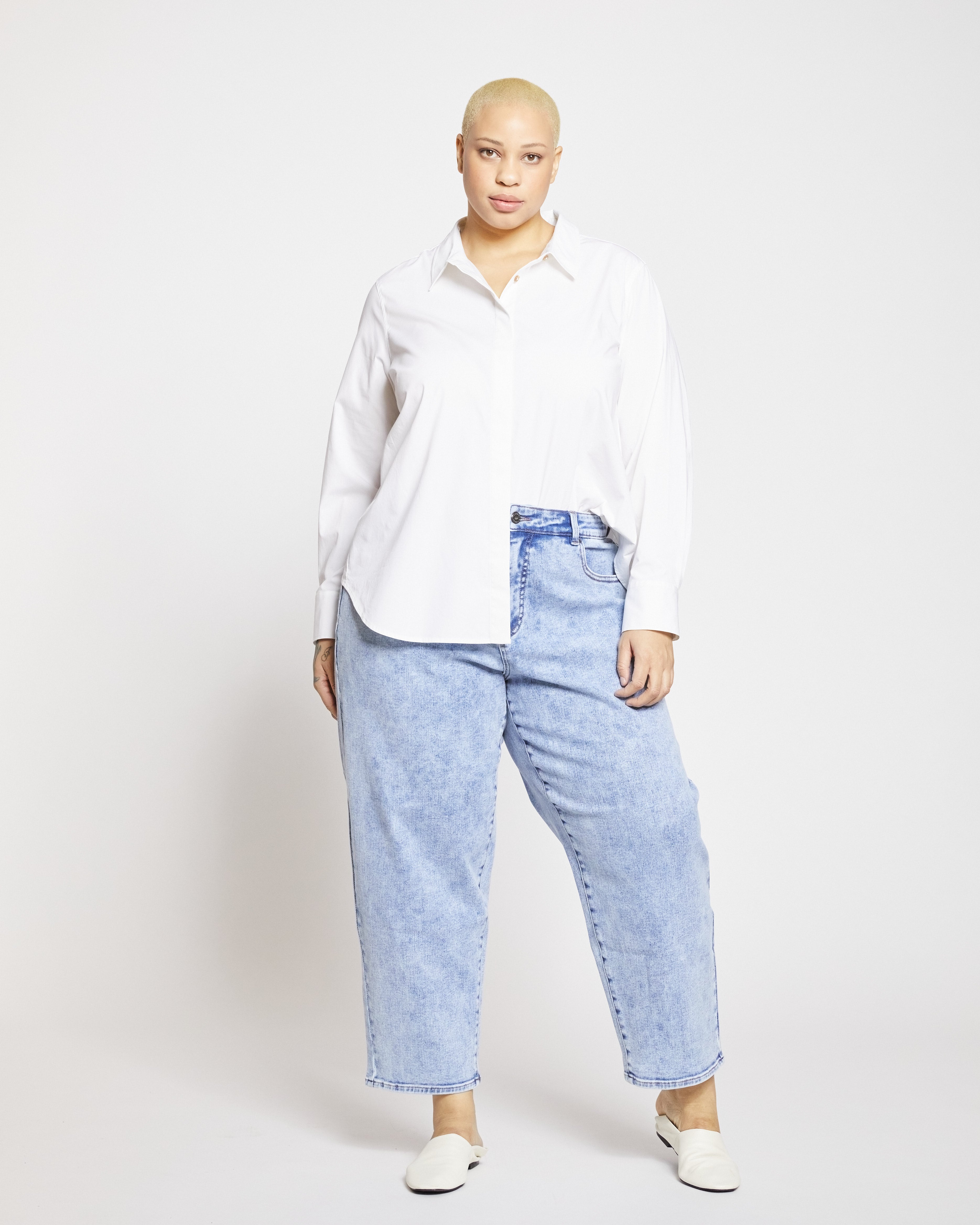 Elbe Popover Stretch Poplin Shirt Classic Fit - White