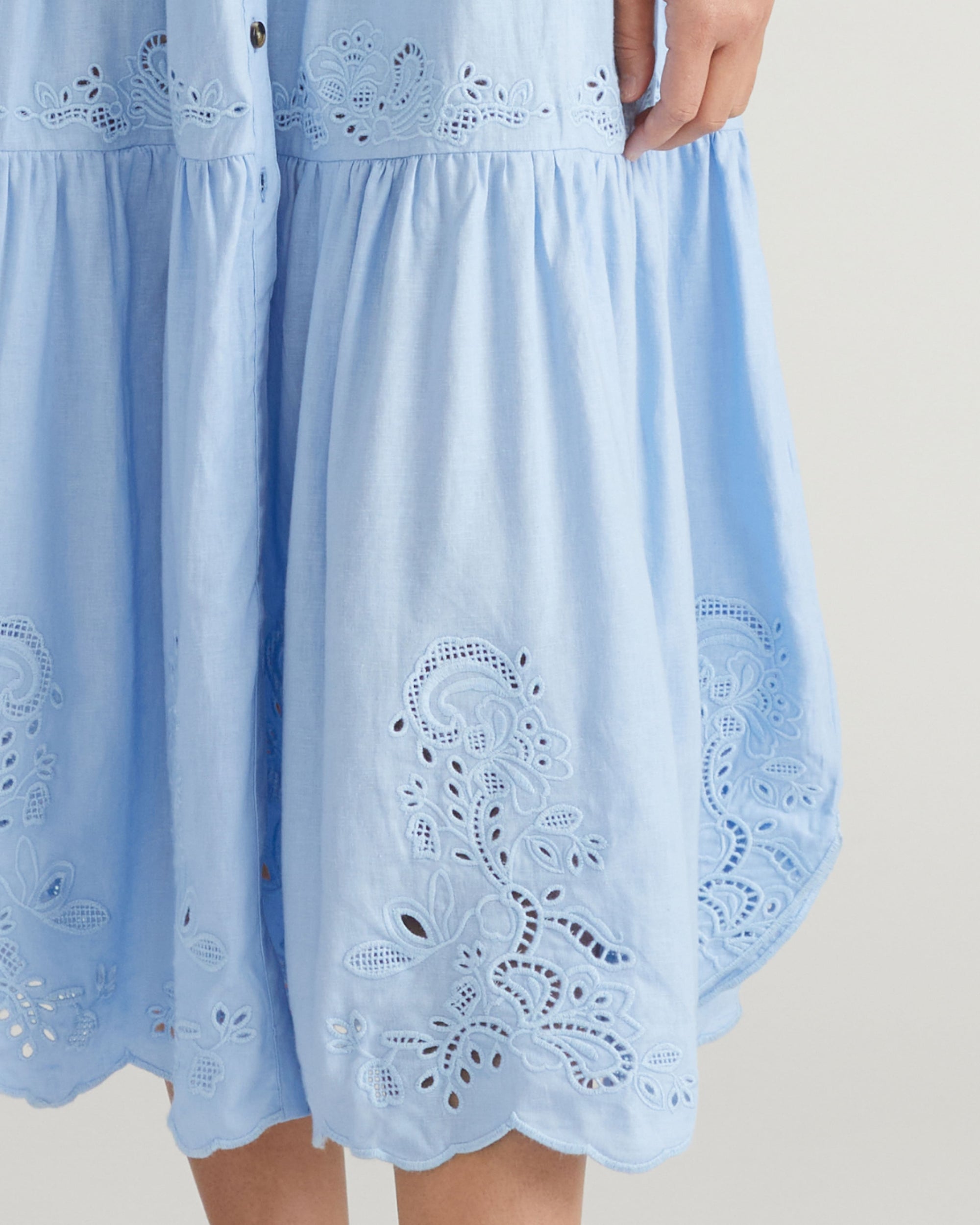 Alix Embroidered Linen Blend Shirtdress - Cielo Blue | Plus Size & Straight Size Women's Fashion | Universal Standard