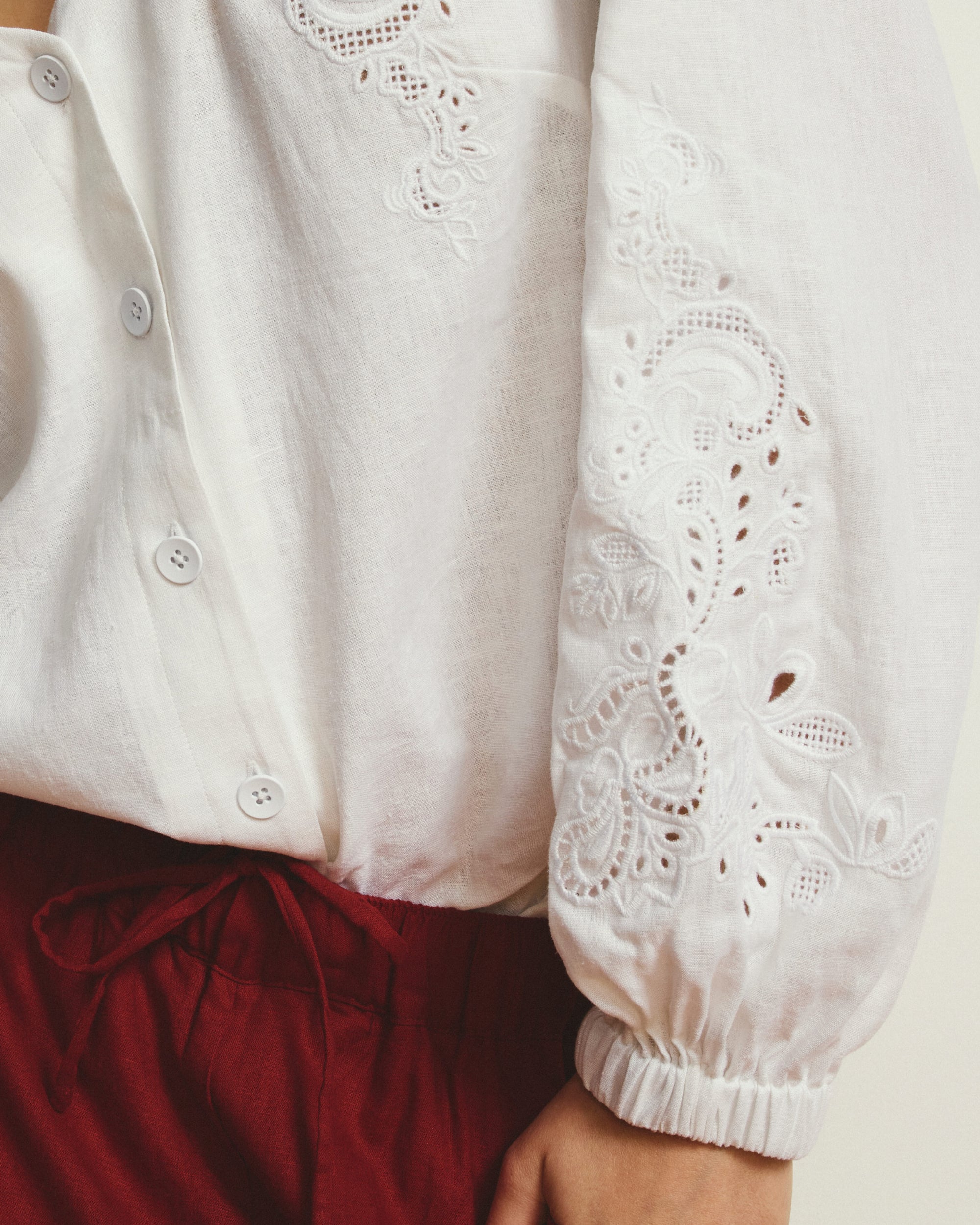 Frances Embroidered Linen Blend Blouse - White | Plus Size & Straight Size Women's Fashion | Universal Standard