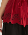 Adelaide Embroidered Sleeveless Linen Blend Shirt - Vibrant Red | Plus Size & Straight Size Women's Fashion | Universal Standard