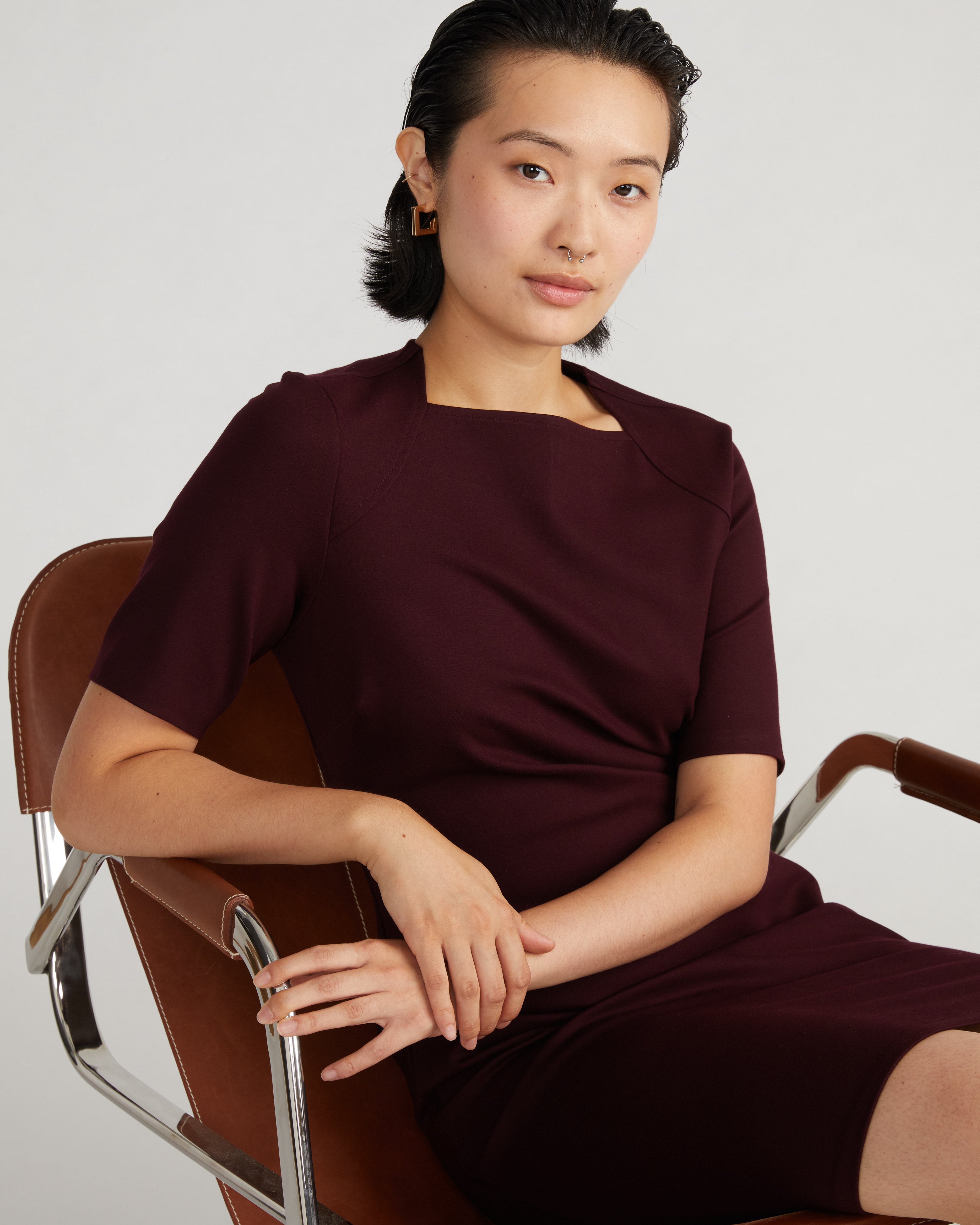 Envelope Neck Ponte Dress - Black Cherry – Universal Standard