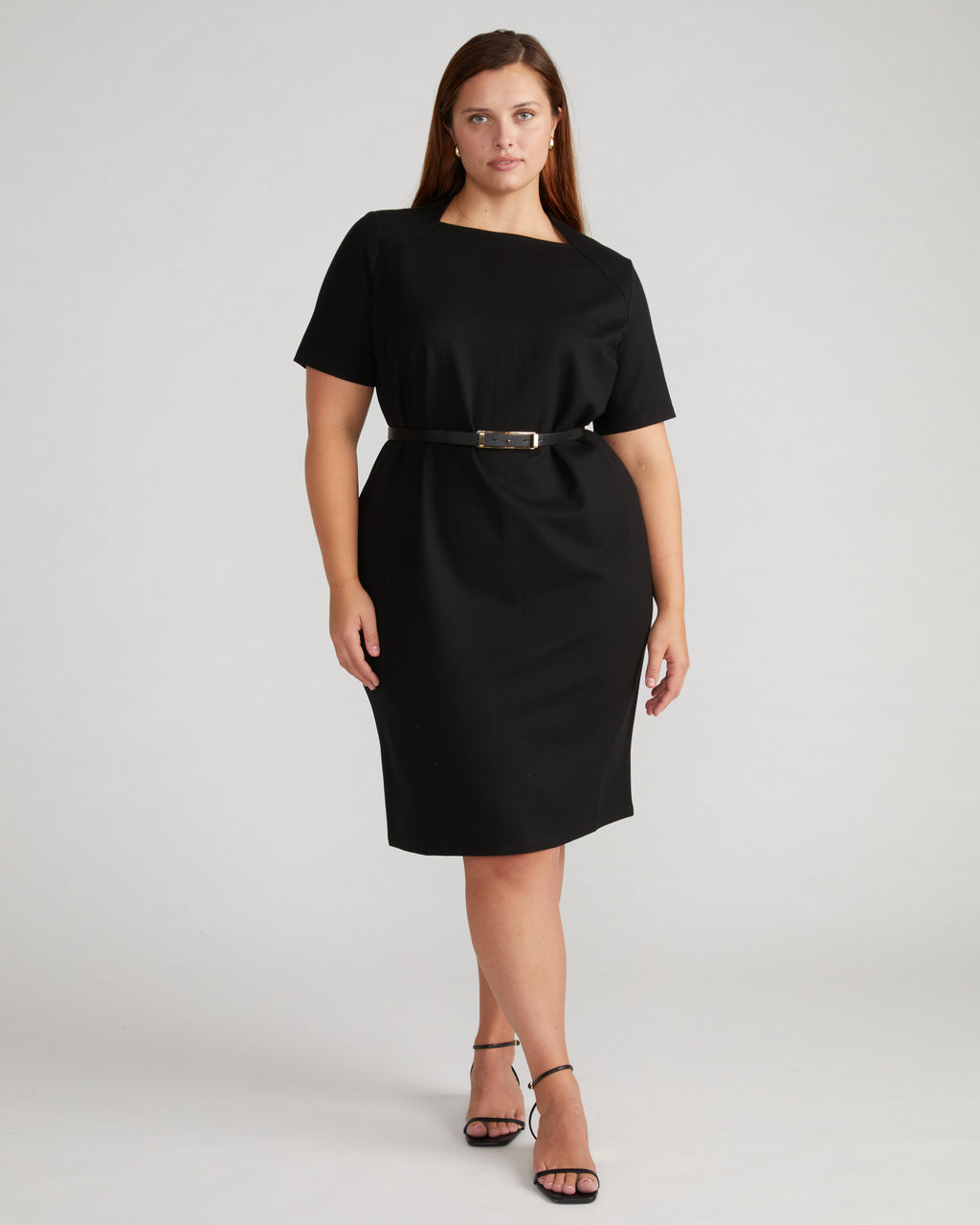 Envelope Neck Ponte Dress - / Black- Size2XS