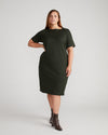 Envelope Neck Ponte Dress - Forest Houndstooth