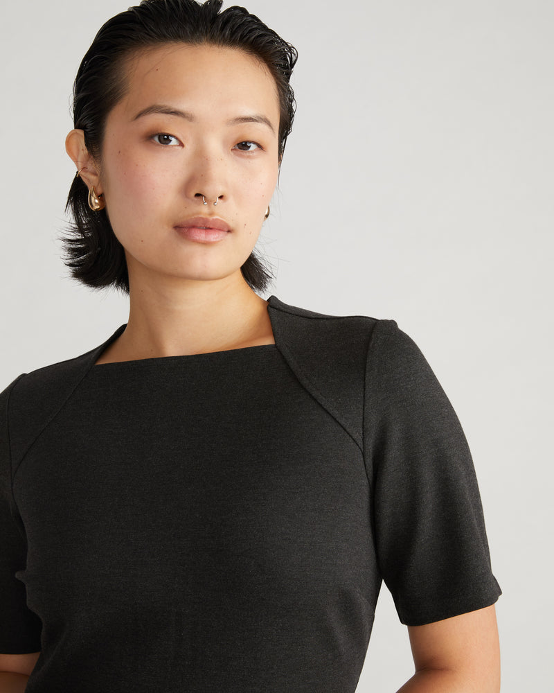 Envelope Neck Ponte Dress - Graphite