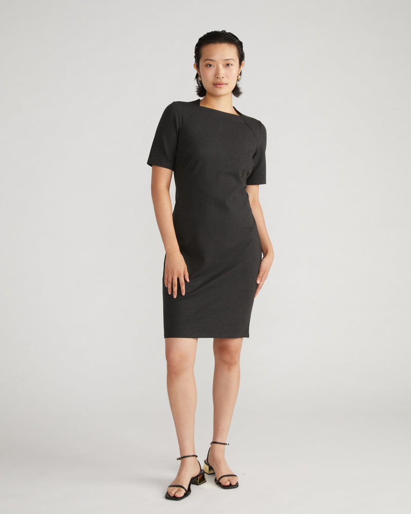 Envelope Neck Ponte Dress - Graphite