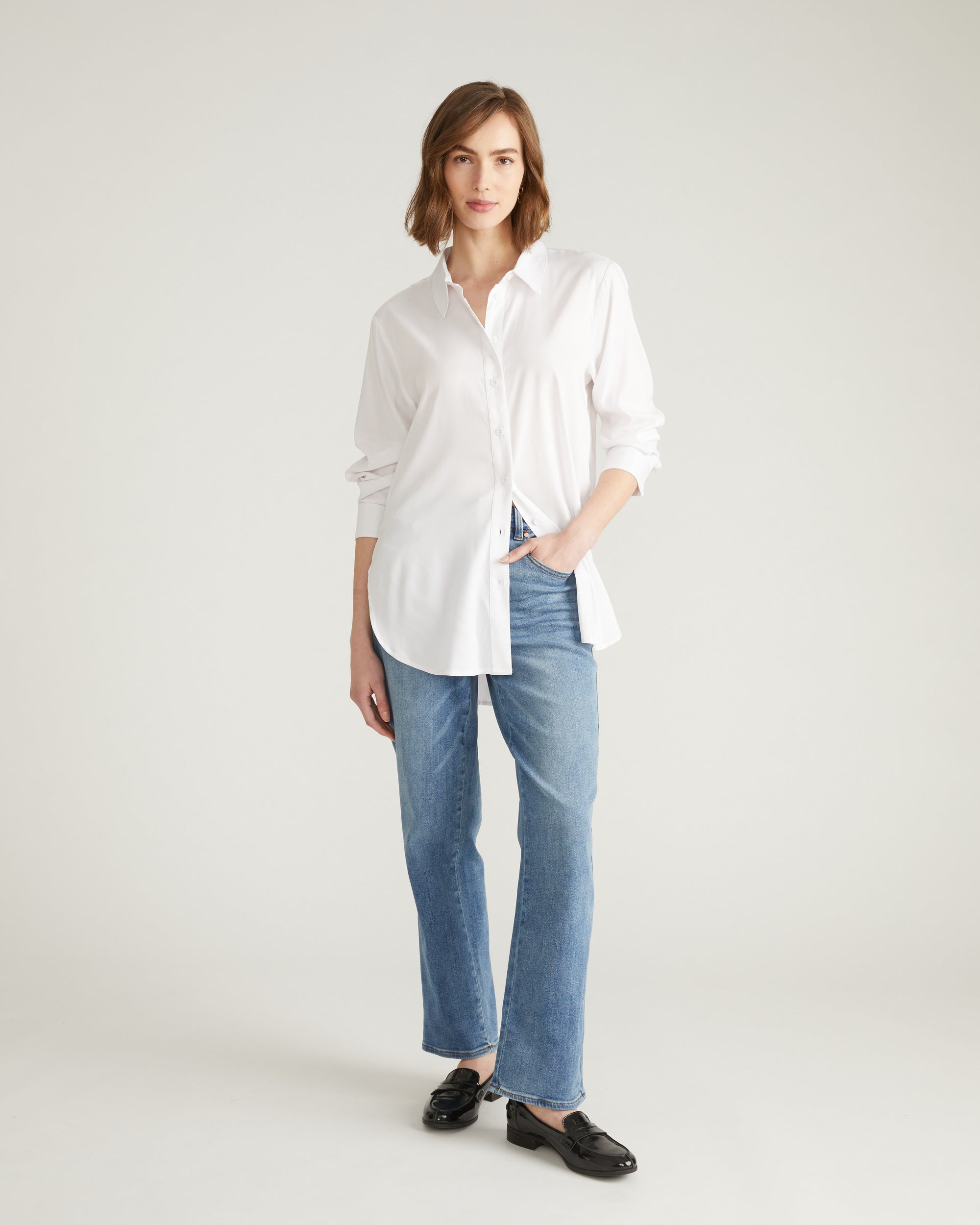 Etta High Rise Straight Leg Jeans 31 Inch - Distressed Washed Indigo