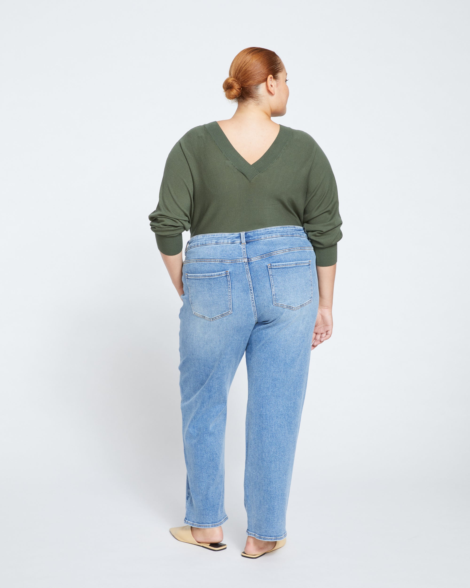 Etta High Rise Straight Leg Jeans 31 Inch - Distressed Washed Indigo