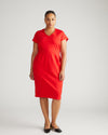 Executive V Neck Ponte Dress - Vermilion Red