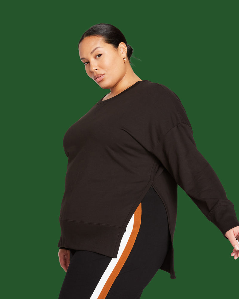 Fiona Side Slit Sweatshirt - Black