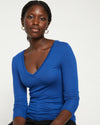 Foundation Long Sleeve V-Neck Tee - Lapis