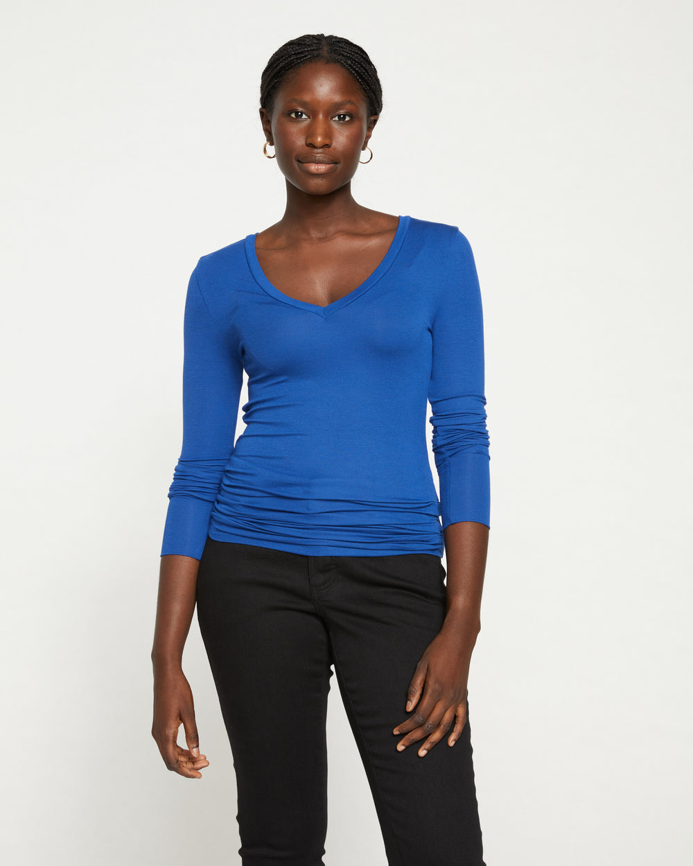 Foundation Long Sleeve V-Neck Tee - Lapis