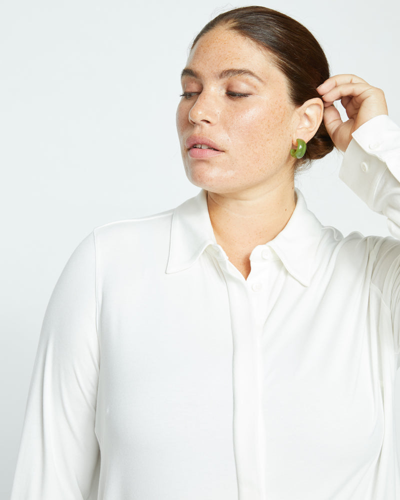 Elbe Liquid Jersey Shirt Classic Fit - White | Plus Size & Straight Size Women's Fashion | Universal Standard