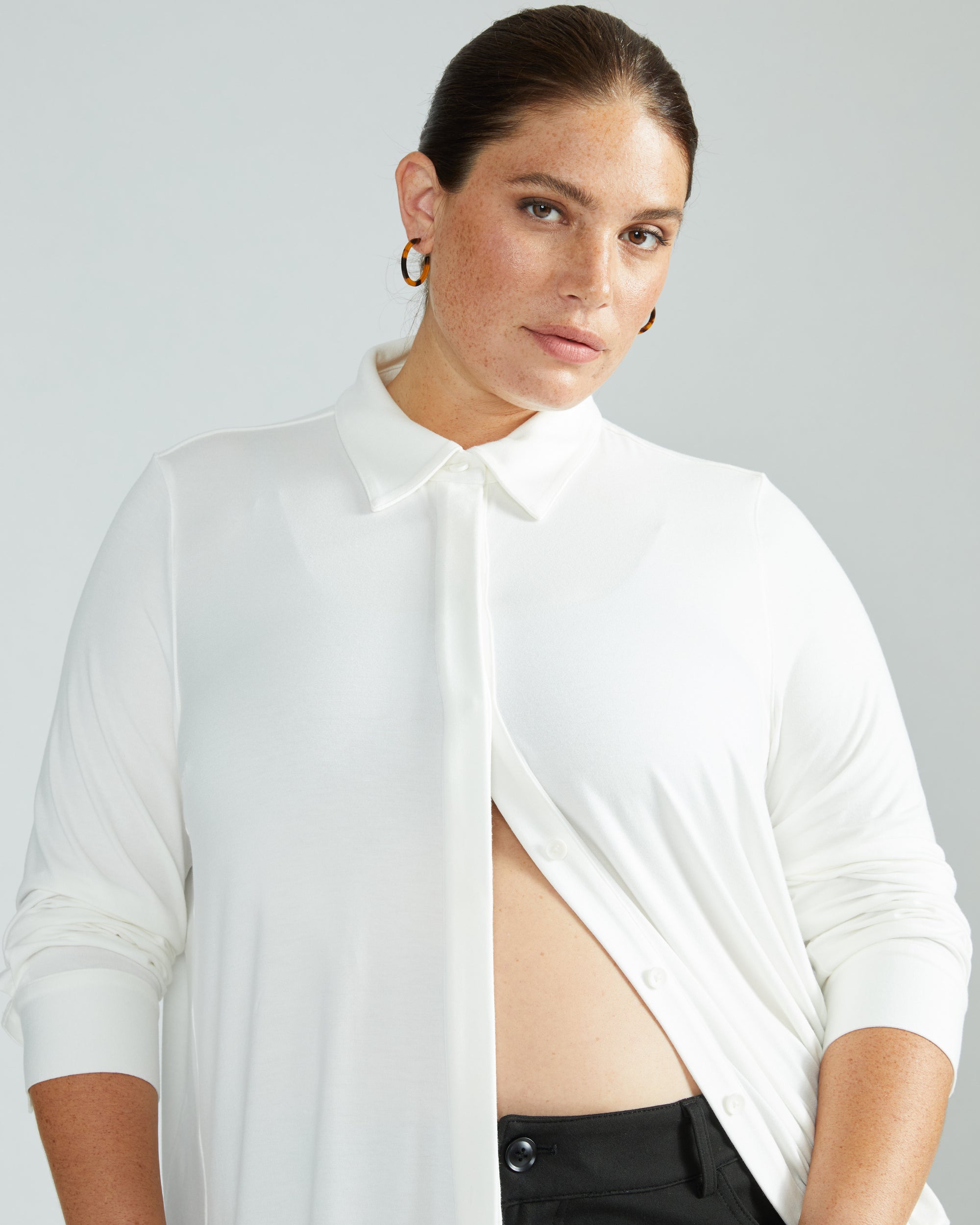 Elbe Liquid Jersey Shirt Classic Fit - White by Universal Standard Elbe Liquid Jersey Shirt Classic Fit - White by Universal Standard