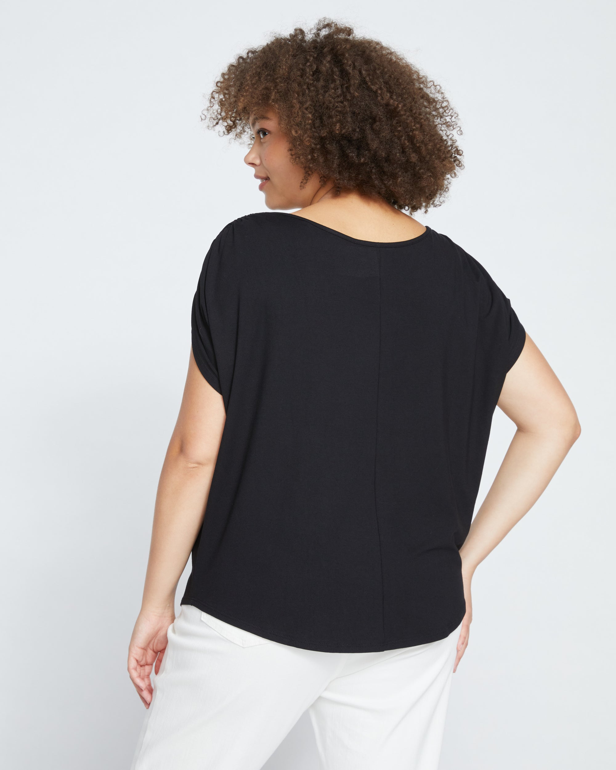 Helena Divine Jersey Gathered Tee - Black | Plus Size & Straight Size Women's Fashion | Universal Standard