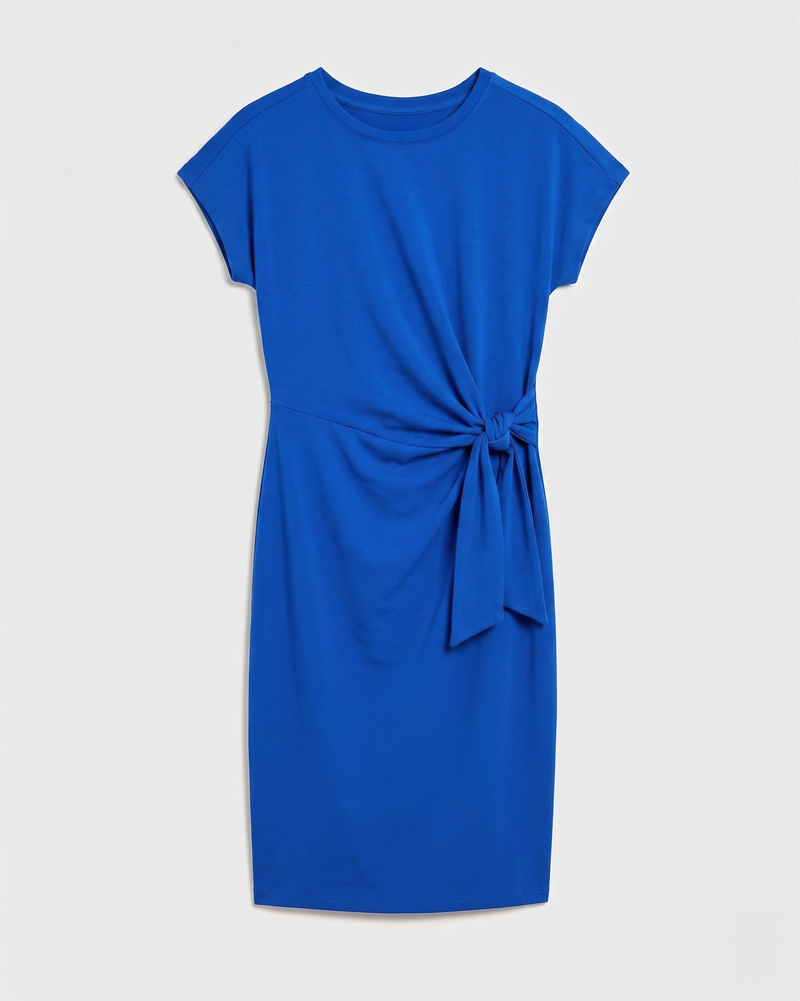 Crescent Breton Stripe Knot Dress - Solid Ultramarine | Plus Size & Straight Size Women's Fashion | Universal Standard