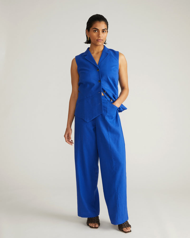 Hanover Linen Vest - Ultramarine