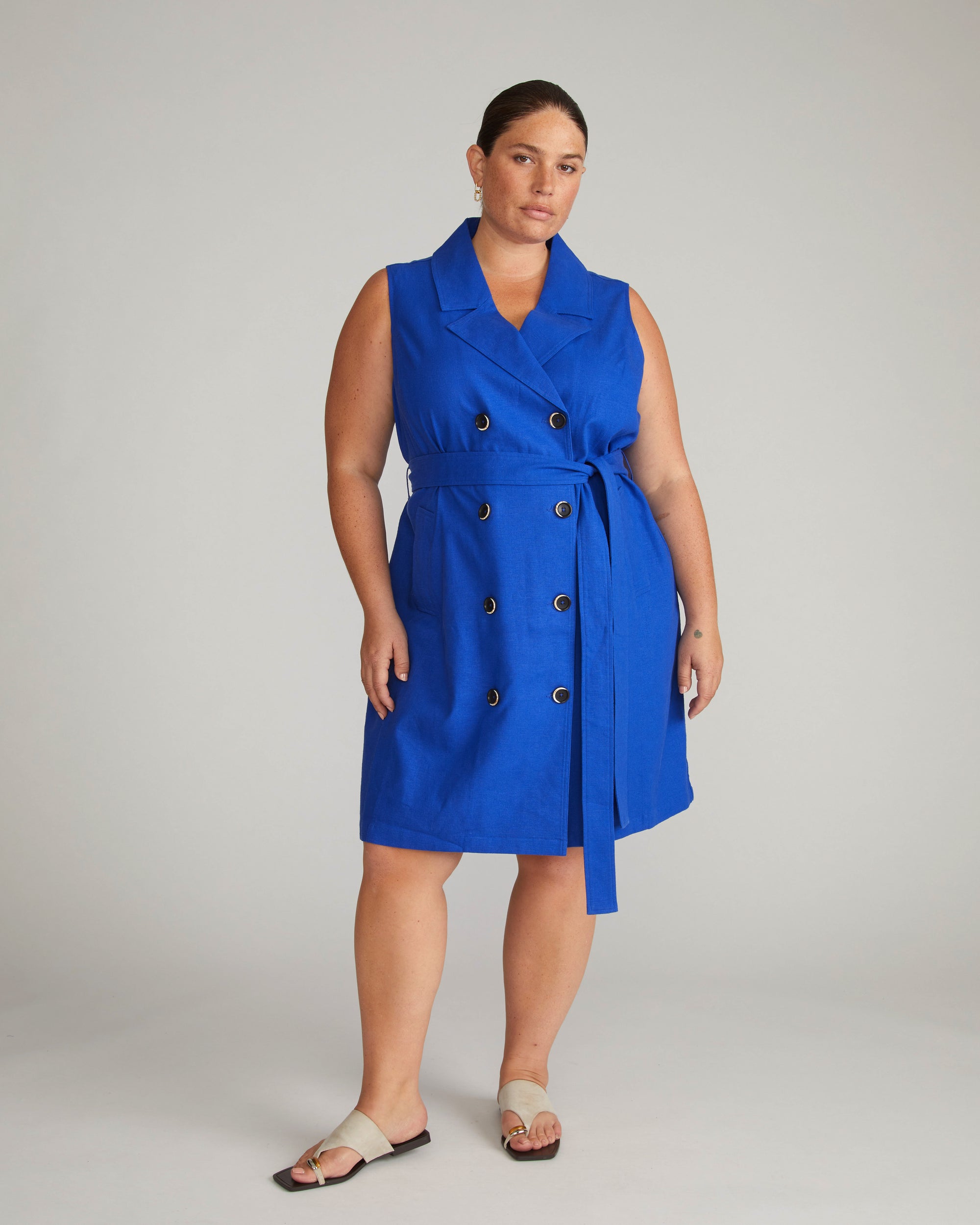Hudson Linen Trench Dress - Ultramarine