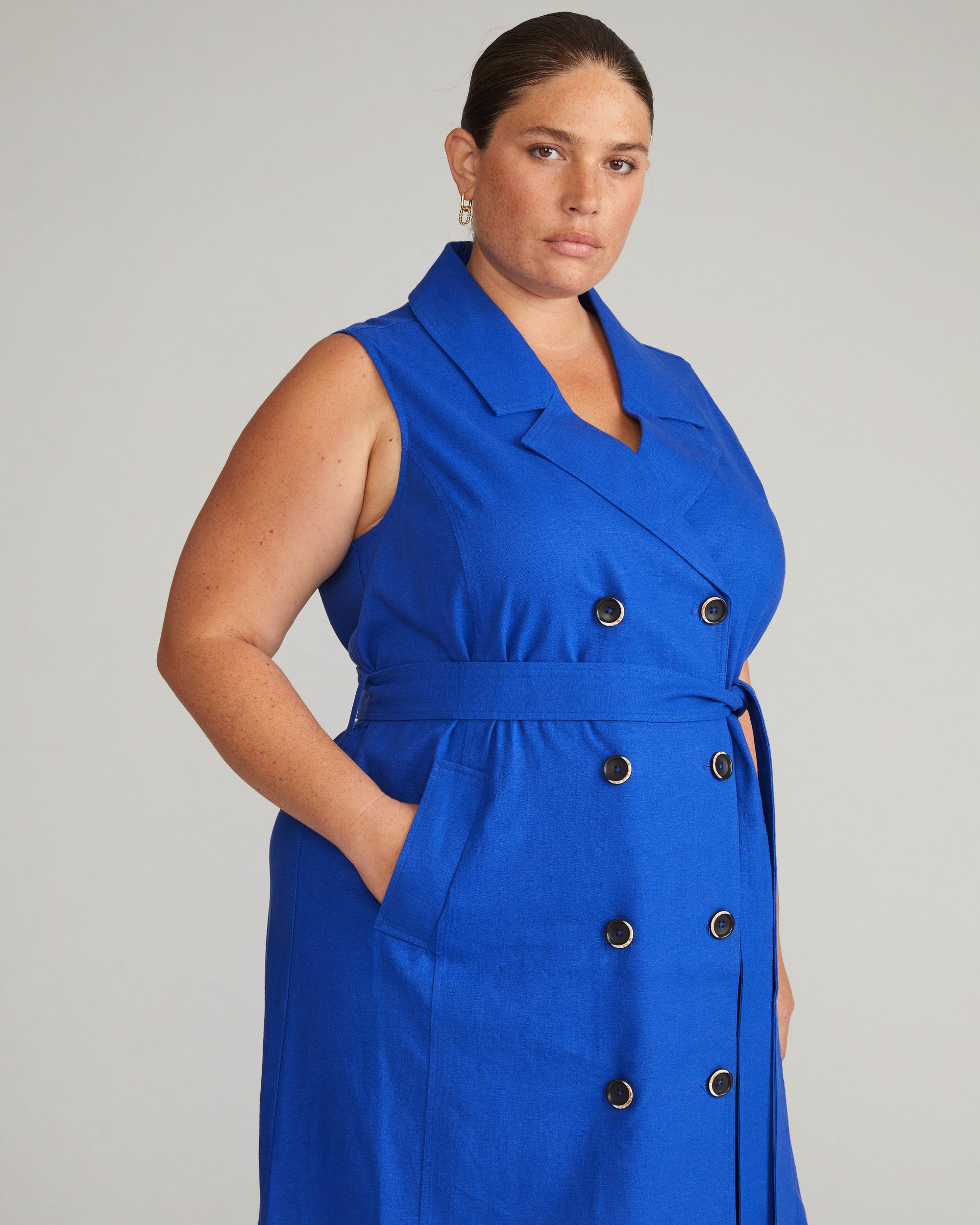 Hudson Linen Trench Dress - Ultramarine