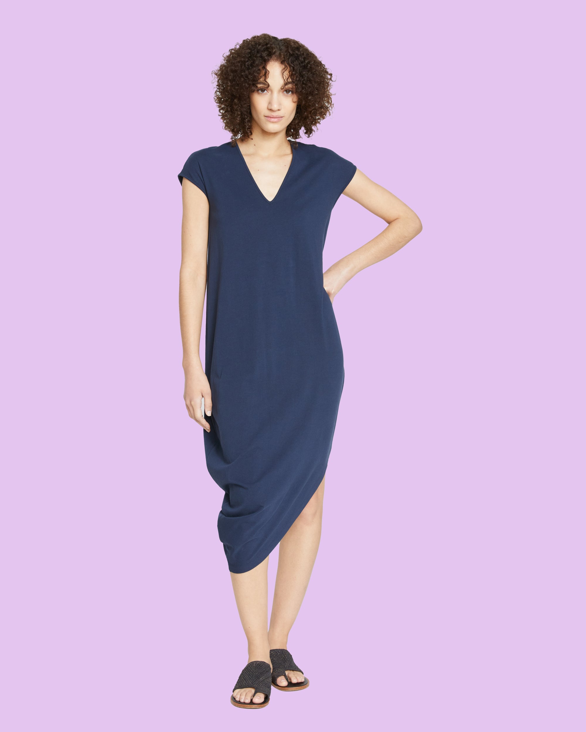 Iconic Geneva V-Neck Dress - Midnight