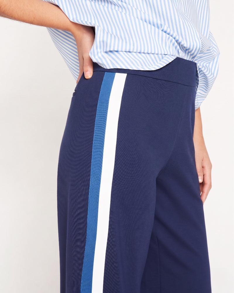 Stephanie Wide Leg Stripe Ponte Pants 30 Inch - Navy with Blue/White Stripe | Plus Size & Straight Size Women's Fashion | Universal Standard