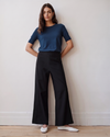 Stephanie Wide Leg Stripe Ponte Pants 30 Inch - Black with Black Stripe | Plus Size & Straight Size Women's Fashion | Universal Standard